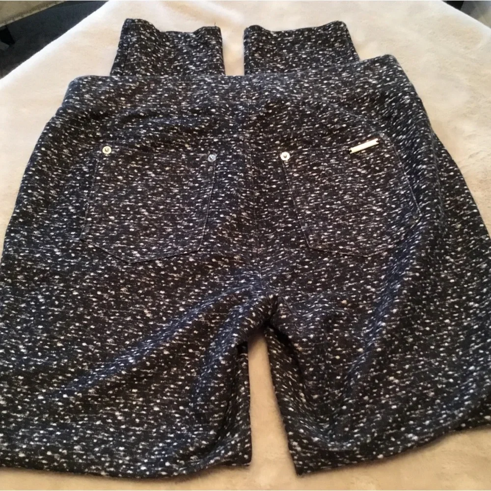 Michael Kors Black & White Stretchy Pull-on Speckled Pants - L